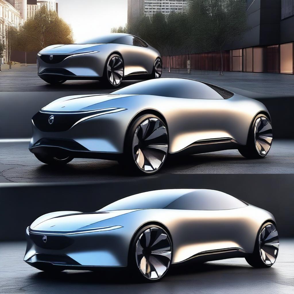A futuristic SUV concept car with sleek, aerodynamic design, advanced LED lighting, and a luxurious interior