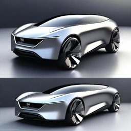 A futuristic SUV concept car with sleek, aerodynamic design, advanced LED lighting, and a luxurious interior