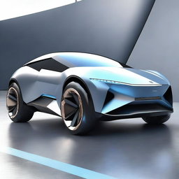 A futuristic SUV concept car with sleek, aerodynamic design, advanced LED lighting, and a luxurious interior