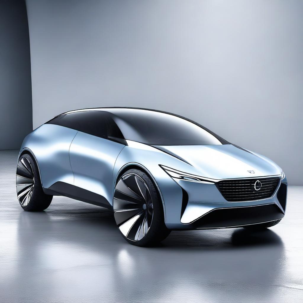 A futuristic SUV concept car with sleek, aerodynamic design, advanced LED lighting, and a luxurious interior