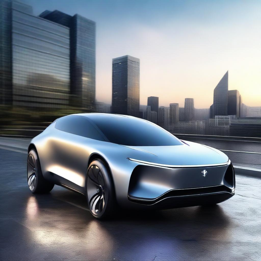 A futuristic SUV concept car with sleek, aerodynamic design, advanced LED lighting, and a luxurious interior