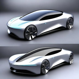 A futuristic sedan concept car with a sleek, aerodynamic design, advanced LED lighting, and a luxurious interior