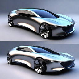 A futuristic sedan concept car with a sleek, aerodynamic design, advanced LED lighting, and a luxurious interior