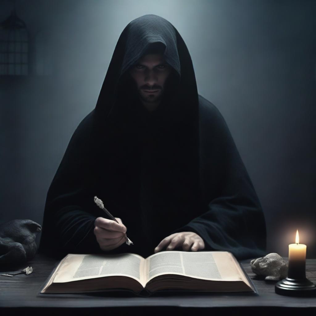 Create a dark-themed fantasy movie poster set in a mystical world
