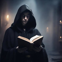 Create a dark-themed fantasy movie poster set in a mystical world