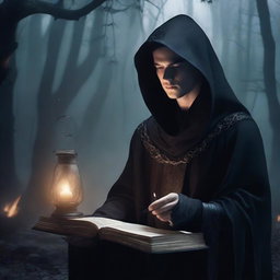 Create a dark-themed fantasy movie poster set in a mystical world