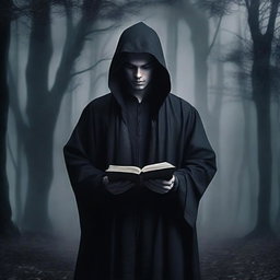 Create a dark-themed fantasy movie poster set in a mystical world