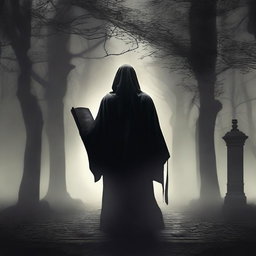 Create a dark-themed fantasy movie poster set in a mystical world