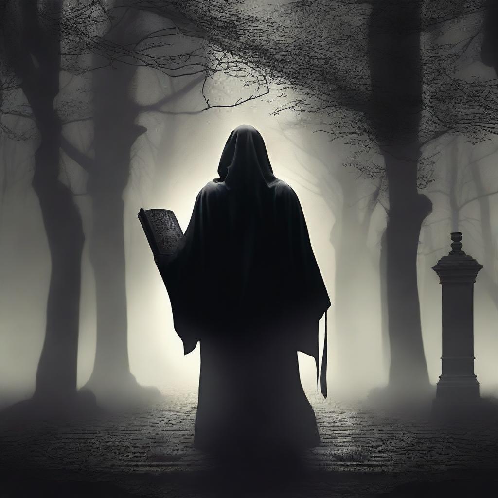 Create a dark-themed fantasy movie poster set in a mystical world