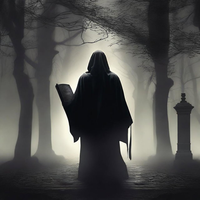 Create a dark-themed fantasy movie poster set in a mystical world