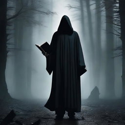 Create a dark-themed fantasy movie poster set in a mystical world