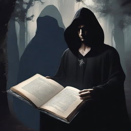 Create a dark-themed fantasy movie poster set in a mystical world