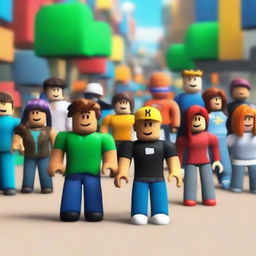 Create an image featuring characters in the style of Roblox