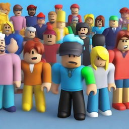 Create an image featuring characters in the style of Roblox