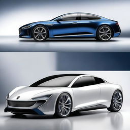 Create an image of a car with an innovative, sporty, elegant, and luxurious design
