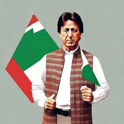 Create an image of the former Prime Minister of Pakistan, Imran Khan, dressed in traditional Pakistani cultural clothes