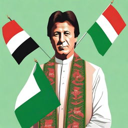 Create an image of the former Prime Minister of Pakistan, Imran Khan, dressed in traditional Pakistani cultural clothes