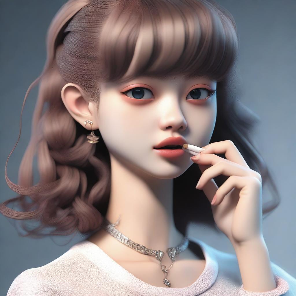 A detailed 3D rendering of a girl in the style of Joji Fuku