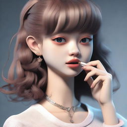 A detailed 3D rendering of a girl in the style of Joji Fuku