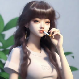 A detailed 3D rendering of a girl in the style of Joji Fuku