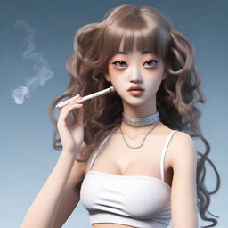 A detailed 3D rendering of a girl in the style of Joji Fuku