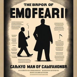 A compelling book cover titled 'THE EMPEROR OF CALIFORNIA,' blending elements from 'The Godfather' cover