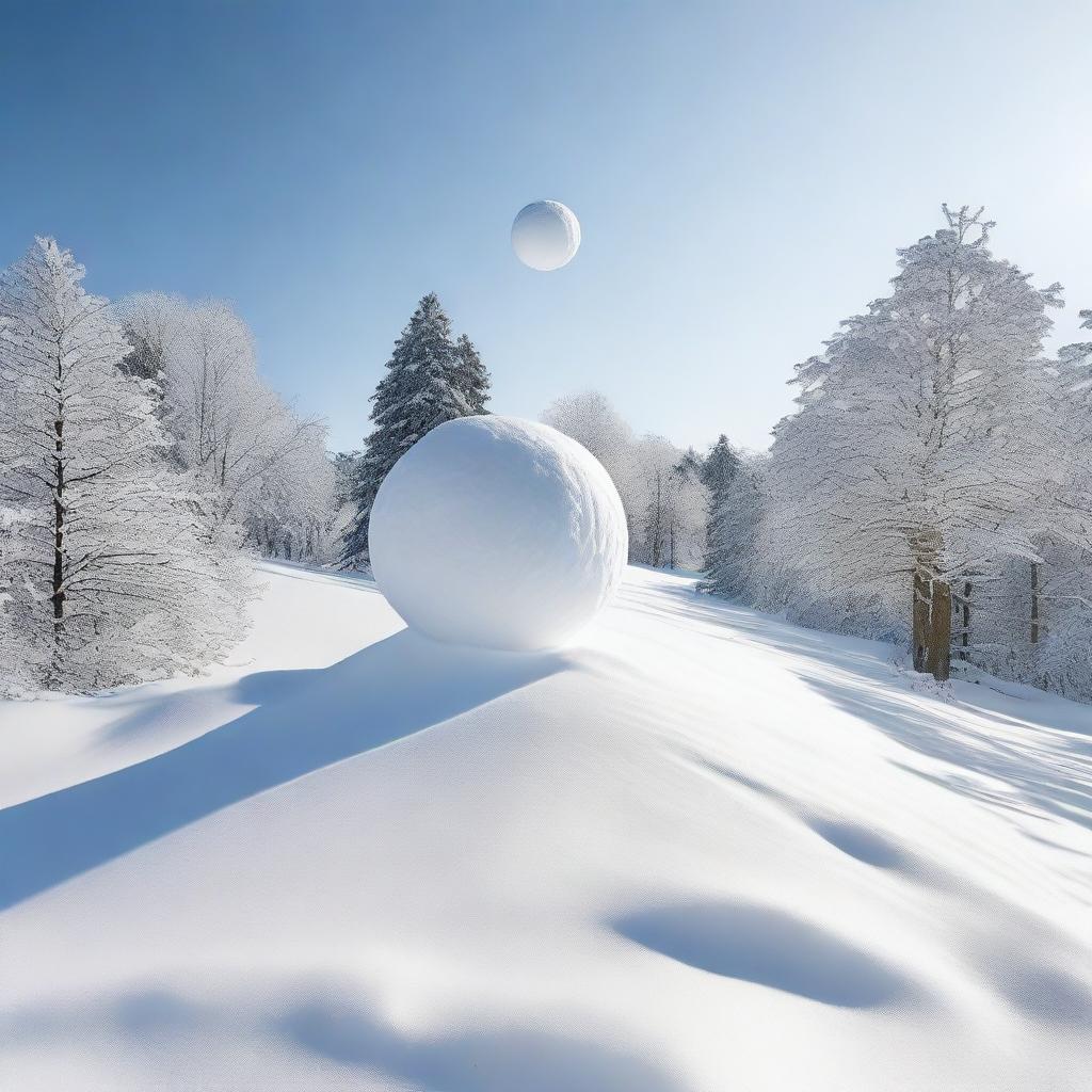 A snowball rolling down a hill, gradually growing bigger as it accumulates more snow