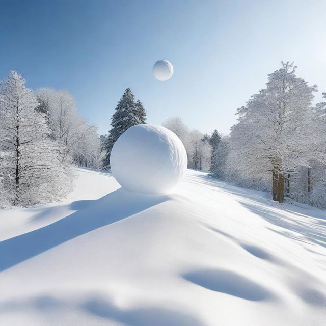 A snowball rolling down a hill, gradually growing bigger as it accumulates more snow