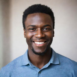 A portrait of a handsome dark-skinned man with a friendly smile