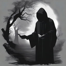 Create a dark-themed fantasy movie poster set in a mystical world