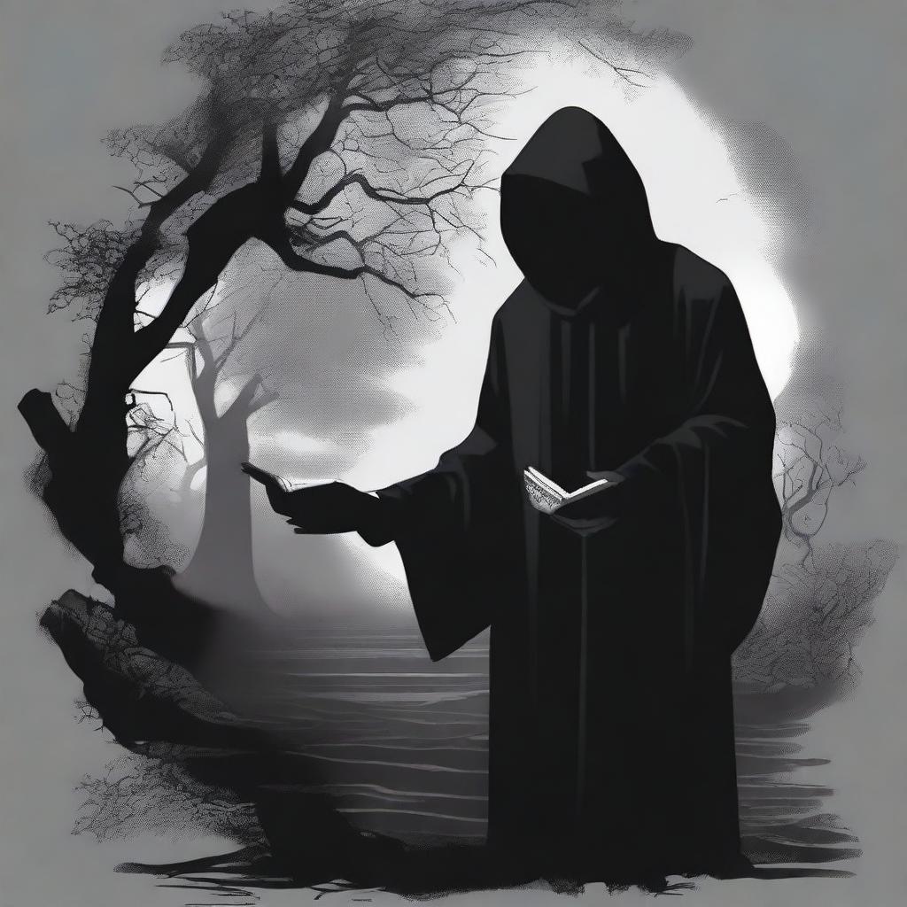 Create a dark-themed fantasy movie poster set in a mystical world