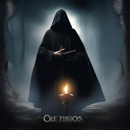Create a dark-themed fantasy movie poster set in a mystical world