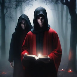 Create a dark-themed fantasy movie poster set in a mystical world