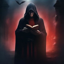 Create a dark-themed fantasy movie poster set in a mystical world