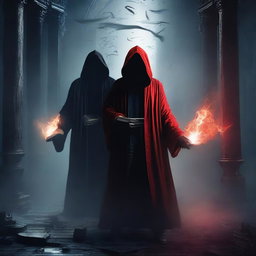 Create a dark-themed fantasy movie poster set in a mystical world