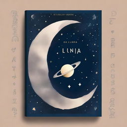 A book cover for a poetry collection titled 'De la Luna a Saturno' featuring the moon, Saturn, and stars