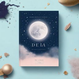 A book cover for a poetry collection titled 'De la Luna a Saturno' featuring the moon, Saturn, and stars