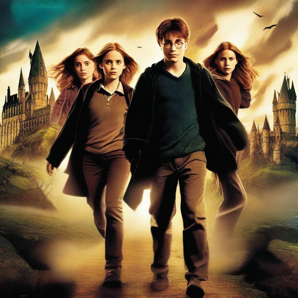 A movie poster featuring Harry Potter, his friend Ron Weasley, and the brave Hermione Granger