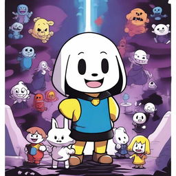 A vibrant and captivating poster for an Undertale movie, featuring iconic characters like Frisk, Sans, Papyrus, and Toriel in a dramatic and adventurous setting