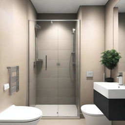 A fully equipped bathroom measuring 1