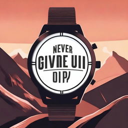 A motivational image with the phrase 'never give up' prominently displayed