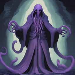 A detailed illustration of a mind flayer with a pushed-in face