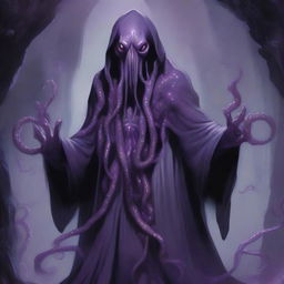 A detailed illustration of a mind flayer with a pushed-in face