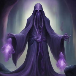 A detailed illustration of a mind flayer with a pushed-in face