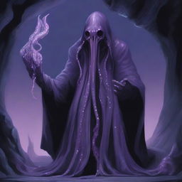 A detailed illustration of a mind flayer with a pushed-in face