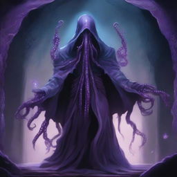 A detailed illustration of a mind flayer with a pushed-in face