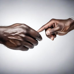 A detailed image showing one hand passing a cigarette to another