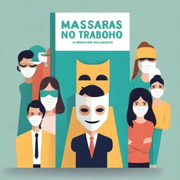 A captivating book cover for 'Máscaras no Trabalho'