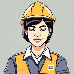 Create a 2D drawing of a woman with short black hair that touches the nape of her neck, honey-colored eyes, and a septum piercing