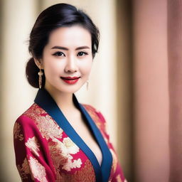 A beautiful and attractive Asian woman posing confidently